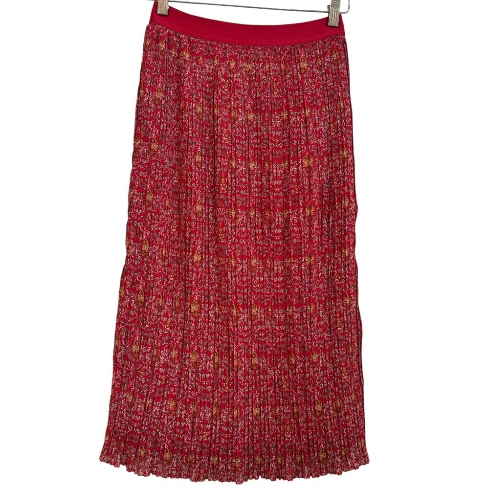 Beyond Words Hot Pink/Red Floral Pleated Skirt Size Small